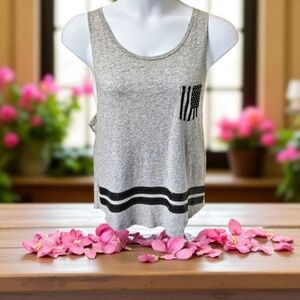 VS PINK Gray & Black Shiny Sequin PINK Logo Tank Top